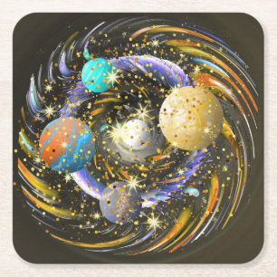 Porta-copo De Papel Quadrado Galaxy Kovarellah