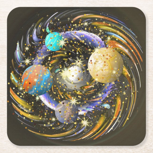 Porta-copo De Papel Quadrado Galaxy Kovarellah (Frente)