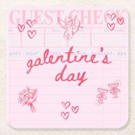 Porta-copo De Papel Quadrado Galentine’s Day Valentine Girly Invitation