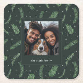 Porta-copo De Papel Quadrado Galeria de Fotos de Padrão do Spruce de Natal