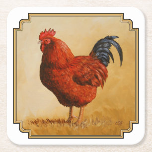 Porta-copo De Papel Quadrado Galinha Rhode Island Red Rooster