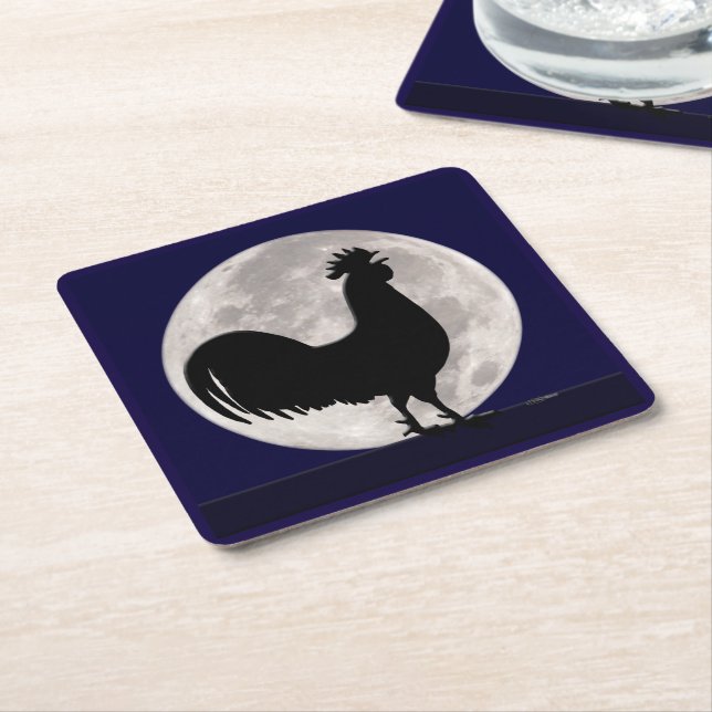 Porta-copo De Papel Quadrado Galo à Lua (Inclinado)