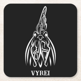 Porta-copo De Papel Quadrado Galo Tribal Negro e Branco