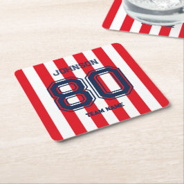 Porta-copo De Papel Quadrado Gameday da Equipe de Números Personalizados da Equ