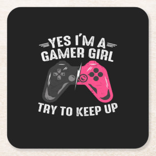 Porta-copo De Papel Quadrado Gamer Art Sim Sou Uma Garota Gamer