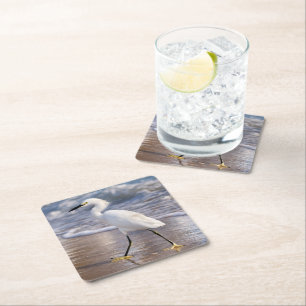 Porta-copo De Papel Quadrado Garça na costa