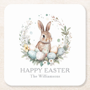 Porta-copo De Papel Quadrado Garland de Ovos de Páscoa de primavera Bunny Perso