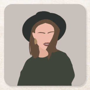 Porta-copo De Papel Quadrado Garota Abstrato minimalista moderna na de bebida d