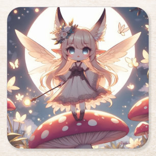 Porta-copo De Papel Quadrado Garota Anime Pixie Hippie Lua Fada