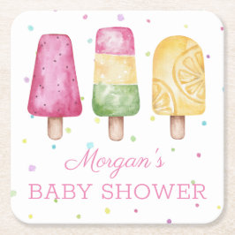 Porta-copo De Papel Quadrado Garota pronta para Chá de fraldas de Verão