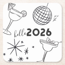 Garrafa de Ano Novo 2026 Dourada com Rabiscos Capr
