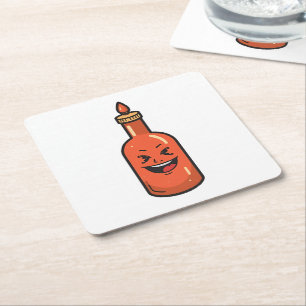 Porta-copo De Papel Quadrado Garrafa de Molho Picante de Desenho Animado Fofo M