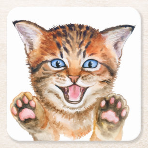 Porta-copo De Papel Quadrado Gatinho De Gato De Gato Laranja Tigre Tigre