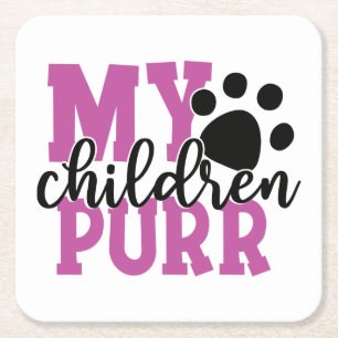 Porta-copo De Papel Quadrado Gato Bonito Mamãe Oferece Para Crianças Felina De