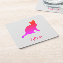 Porta-copo De Papel Quadrado Gato de ombre fofo personalizado