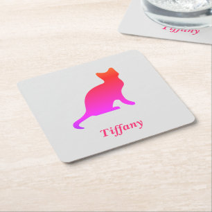 Porta-copo De Papel Quadrado Gato de ombre fofo personalizado