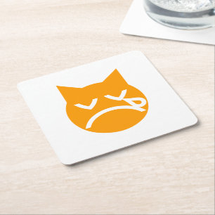 Porta-copo De Papel Quadrado Gato Emoji chorando
