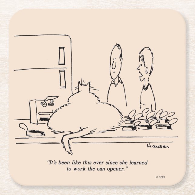 Porta-copo De Papel Quadrado Gato Gordo (Frente)