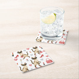 Porta-copo De Papel Quadrado Gato Invente ARTISTA para mulher Menina Adoradora