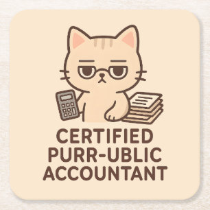 Porta-copo De Papel Quadrado Gato Kawaii Fofo Contador Público Certificado Engr