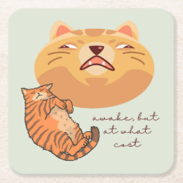 Porta-copo De Papel Quadrado Gato Laranja Cansado