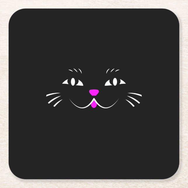 Porta-copo De Papel Quadrado Gato preto que olha o (Frente)