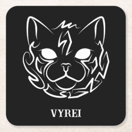 Porta-copo De Papel Quadrado Gato Tribal Negro e Branco