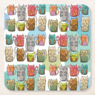 Porta-copo De Papel Quadrado Gatos!