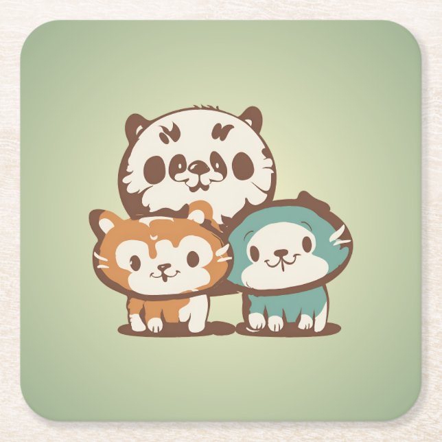 Porta-copo De Papel Quadrado Gatos de conforto (Frente)