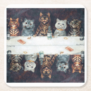 Porta-copo De Papel Quadrado gatos de Louis Wain