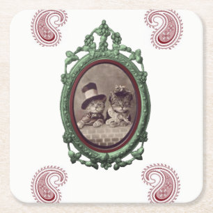 Porta-copo De Papel Quadrado Gatos de porta copos