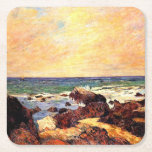 Porta-copo De Papel Quadrado Gauguin - Rocks and Sea, fine art,<br><div class="desc">Paul Gauguin's famous painting,  Rocks and Sea.</div>