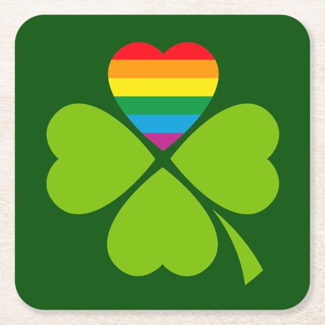 Porta-copo De Papel Quadrado Gay Lucky Clover (Frente)