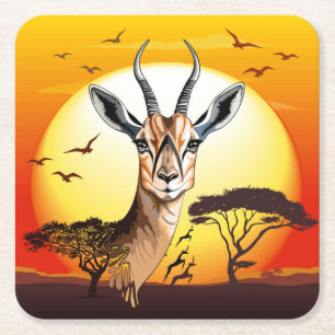 Porta-copo De Papel Quadrado Gazelle African Antelope Wild Animal