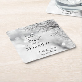 Porta-copo De Papel Quadrado Gelo de inverno | Casamento De Comida De Bebida