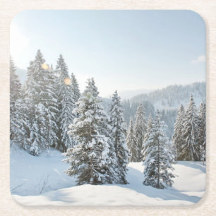 Porta-copo De Papel Quadrado Gelo e neve Allgäu Bavaria Sul da Alemanha