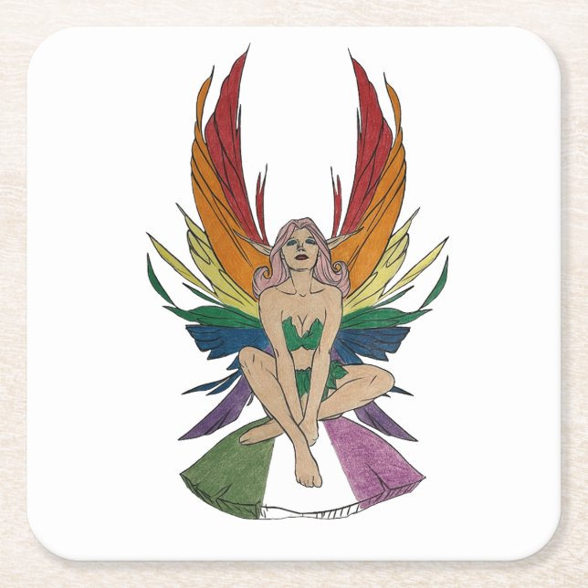 Porta-copo De Papel Quadrado Genderqueer Faerie (Frente)