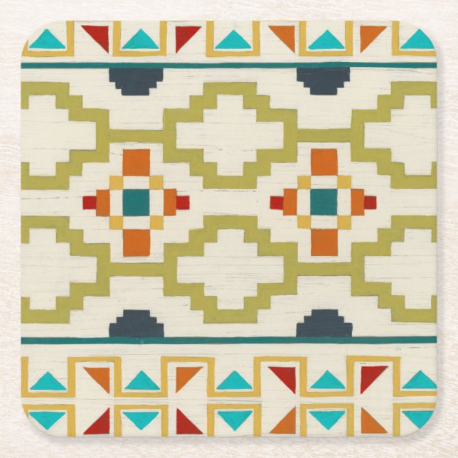 Porta-copo De Papel Quadrado Geometria do Sudoeste I (Frente)