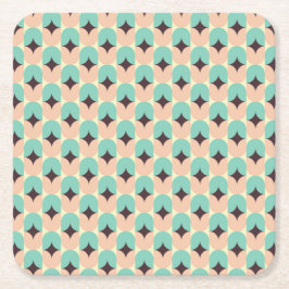 Porta-copo De Papel Quadrado Geometric pattern of teal, beige, and black shapes