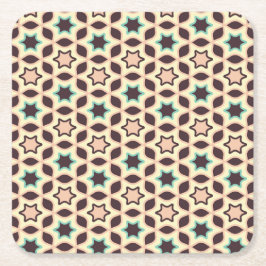 Porta-copo De Papel Quadrado  Geometric pattern with star shapes in brown and t