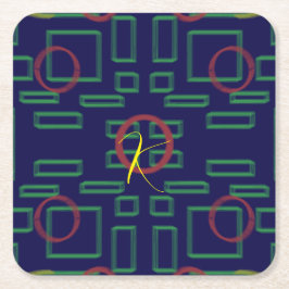 Porta-copo De Papel Quadrado Geométrico Azul