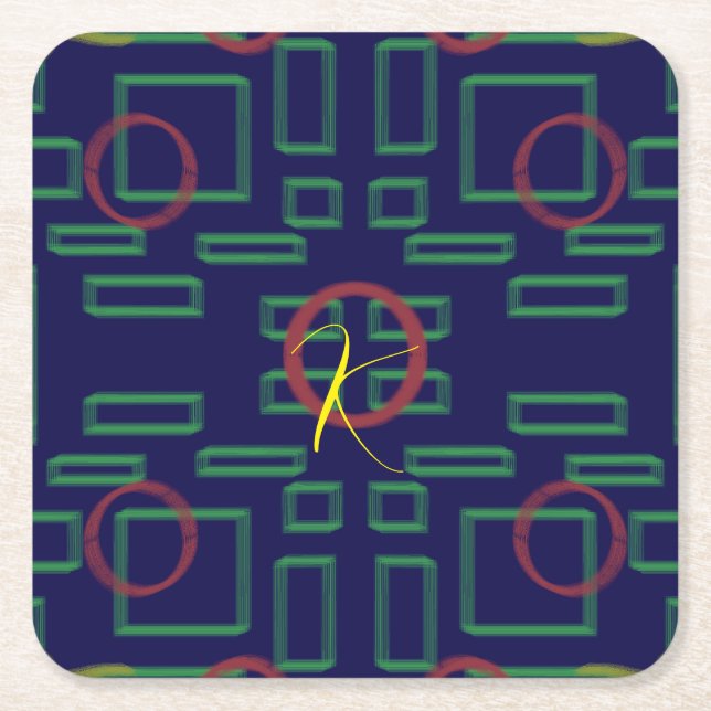 Porta-copo De Papel Quadrado Geométrico Azul (Frente)