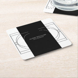 Porta-copo De Papel Quadrado Geométrico Moderno Minimalista Elegante Profission