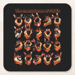 Porta-copo De Papel Quadrado german shepherd Muitos Rostos