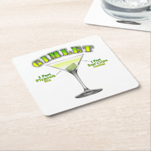Porta-copo De Papel Quadrado Gimlet Martini Cocktail Recebe Arte