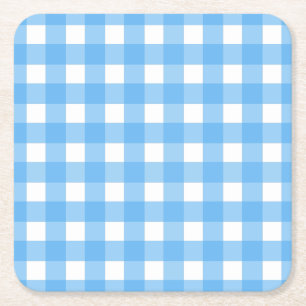 Porta-copo De Papel Quadrado Gingham azul