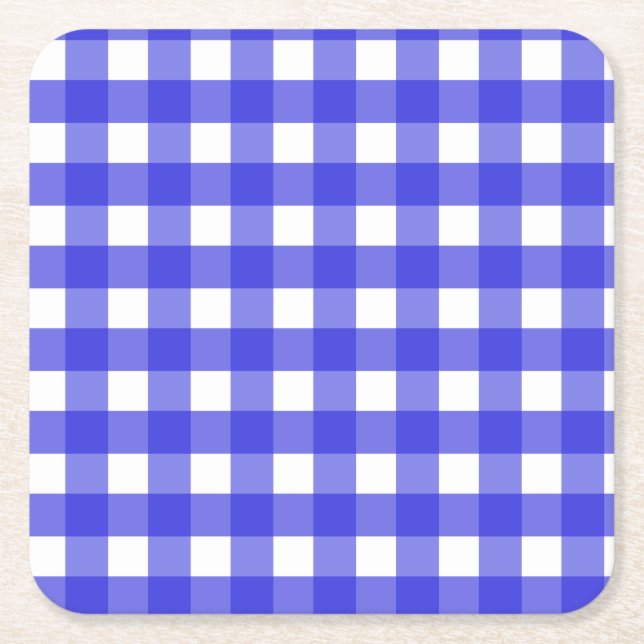 Porta-copo De Papel Quadrado Gingham azul-real (Frente)