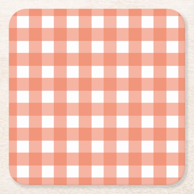 Porta-copo De Papel Quadrado Gingham laranja (Frente)