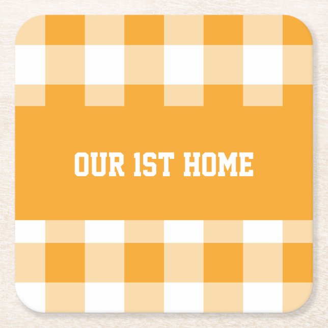 Porta-copo De Papel Quadrado Gingham Pattern Our 1rua Home (Frente)