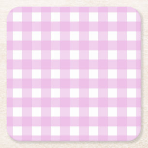 Porta-copo De Papel Quadrado Gingham rosa pálido